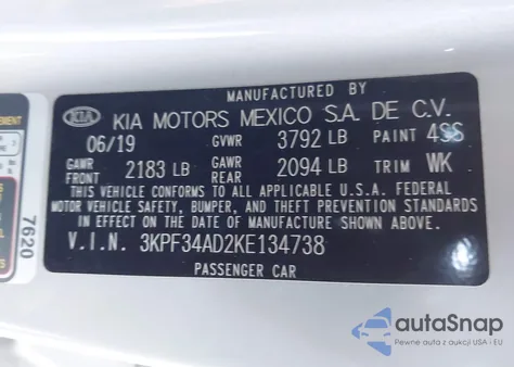 2019 Kia Forte S из США, поврежденный, VIN 3KPF34AD2KE134738